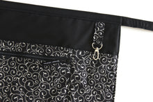 Load image into Gallery viewer, Black half apron with pockets - zipper pocket utility apron for women