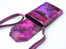 Load image into Gallery viewer, Purple marble fabric crossbody phone bag for women - cell phone purse