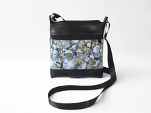 Load image into Gallery viewer, Gray, black, and metallic gold vegan leather small crossbody purse for women with pockets