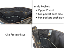 Load image into Gallery viewer, Grey vegan friendly faux leather and fabric medium cross body purse