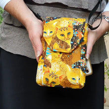 Load image into Gallery viewer, Cell phone purse for cat lover - cat mom fabric small crossbody bag
