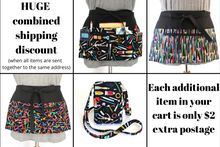 Load image into Gallery viewer, Paintbrush art teacher apron with pockets - zipper pocket apron