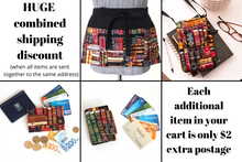Load image into Gallery viewer, Book print half apron with zipper pocket for book lover or librarian