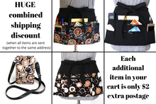 Load image into Gallery viewer, Waitress server vendor half apron with zipper pocket - coffee cup design