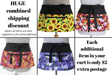 Load image into Gallery viewer, Pretty floral half apron with zipper pocket - 6 pocket apron for women