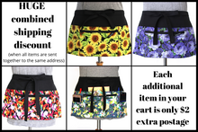 Load image into Gallery viewer, Half apron with pockets - zipper pocket apron - blue yellow floral