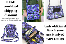 Load image into Gallery viewer, Purple floral waist apron with zipper pocket for server vendor teacher