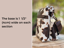 Load image into Gallery viewer, Brown and cream vegan cow leather small crossbody bag for women