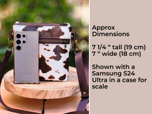 Load image into Gallery viewer, Brown and cream vegan cow leather small crossbody bag for women