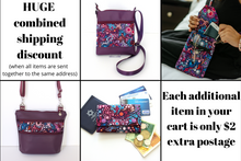 Load image into Gallery viewer, Phone bag - small crossbody / shoulder bag - purple, hot pink and blue fabric