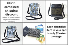 Load image into Gallery viewer, Gray black and gold marble fabric small crossbody phone bag for women
