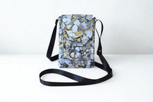 Load image into Gallery viewer, Gray black and gold fabric small crossbody cell phone purse for women