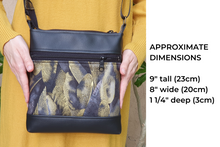 Load image into Gallery viewer, Black fabric and vegan leather small crossbody bag for women