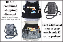 Load image into Gallery viewer, Black half apron with two zipper pockets for teacher server vendor