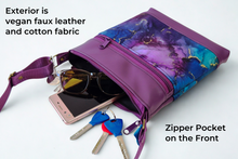 Load image into Gallery viewer, Purple and blue marble print vegan faux leather small crossbody bag