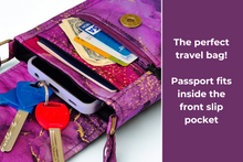 Load image into Gallery viewer, Purple marble fabric crossbody phone bag for women - cell phone purse