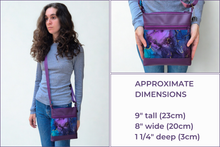 Load image into Gallery viewer, Purple and blue marble print vegan faux leather small crossbody bag