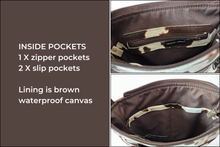 Load image into Gallery viewer, Brown and cream cow print vegan faux leather small cross body purse