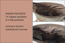 Load image into Gallery viewer, Brown vegan leather and pink chunky corduroy small crossbody bag for women