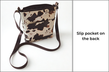Load image into Gallery viewer, Brown and cream cow print vegan faux leather small cross body purse