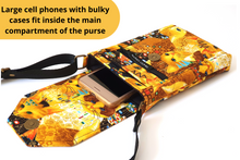 Load image into Gallery viewer, Cell phone purse for cat lover - cat mom fabric small crossbody bag