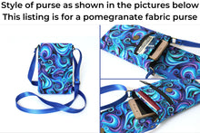 Load image into Gallery viewer, Custom crossbody cell phone bag in pomegranate fabric