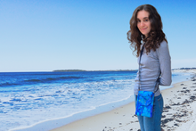 Load image into Gallery viewer, Blue and purple marble fabric small crossbody phone bag for women