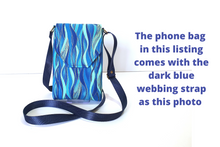 Load image into Gallery viewer, Crossbody cell phone purse - blue turquoise gold grab and go phone bag