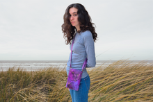 Load image into Gallery viewer, Purple marble fabric crossbody phone bag for women - cell phone purse