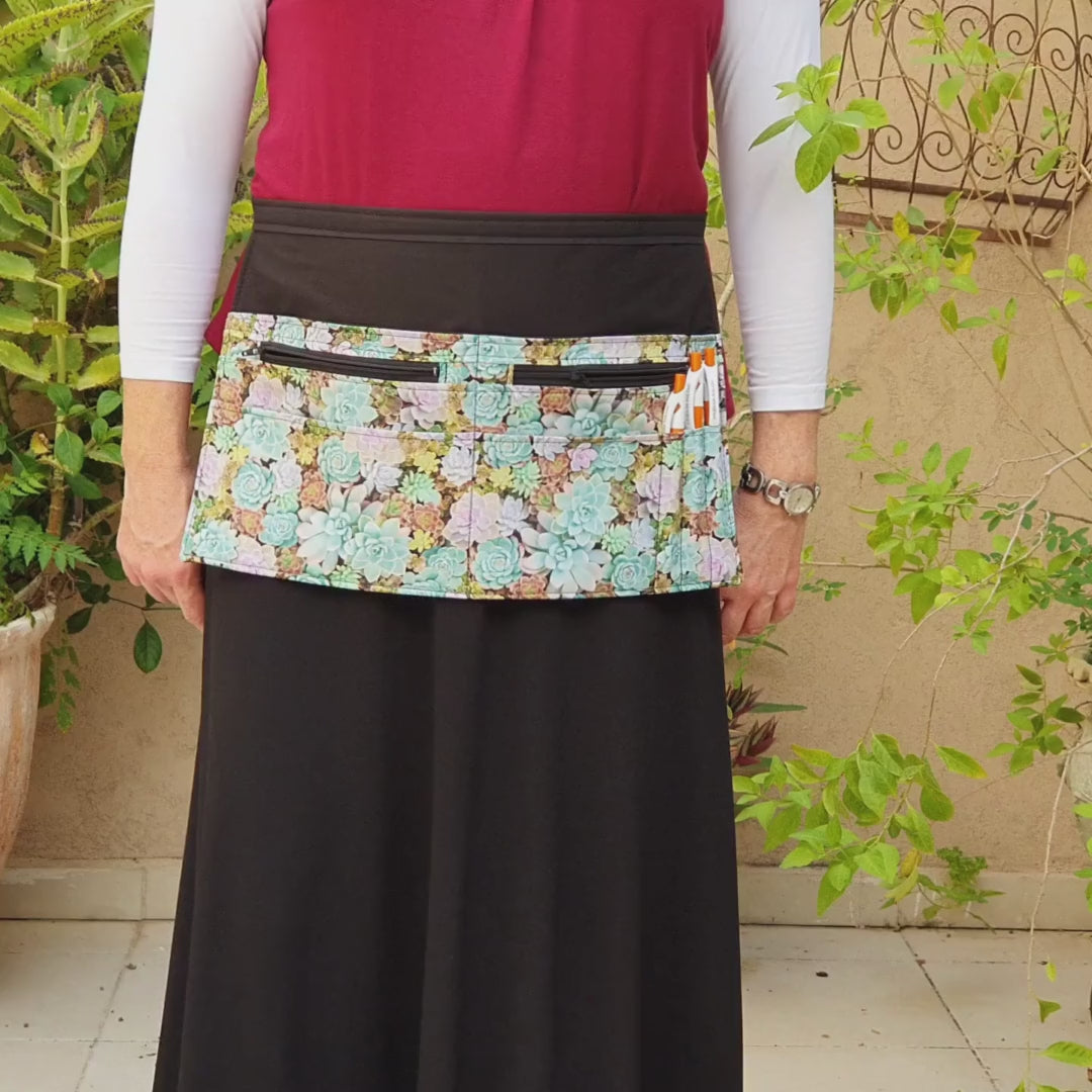 succulent apron Succulent half apron with two zipper pockets for vendor teacher server