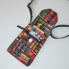 Load and play video in Gallery viewer, Phone bag for book lovers - small crossbody / shoulder bag book fabric
