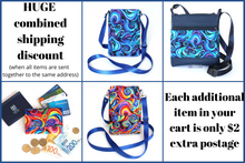 Load image into Gallery viewer, Blue vegan leather small crossbody bag - minimalist zip top purse