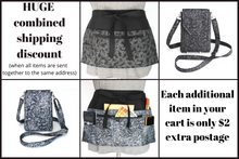 Load image into Gallery viewer, Black and white waist apron with zipper pocket for women