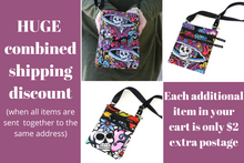 Load image into Gallery viewer, Catrina Day of the Dead small crossbody bag - double zipper phone bag
