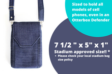 Load image into Gallery viewer, Denim phone bag with pockets for small everyday carry essentials
