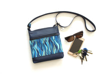 Load image into Gallery viewer, Blue vegan leather small crossbody purse - minimalist zipper purse