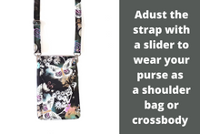 Load image into Gallery viewer, Phone bag with pockets for small everyday carry - butterfly fabric