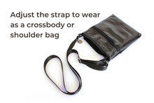 Load image into Gallery viewer, Black patent crocodile vegan leather small crossbody bag for women