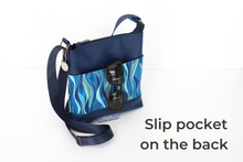 Load image into Gallery viewer, Blue vegan leather small crossbody purse - minimalist zipper purse