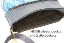 Load image into Gallery viewer, Blue vegan leather small crossbody purse - minimalist zipper purse