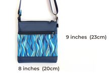 Load image into Gallery viewer, Blue vegan leather small crossbody purse - minimalist zipper purse