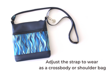 Load image into Gallery viewer, Blue vegan leather small crossbody purse - minimalist zipper purse