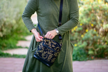 Load image into Gallery viewer, Black multi pocket small crossbody bag for women music lover - Tracey Lipman