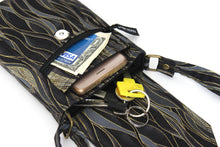 Load image into Gallery viewer, Black cell phone bag with adjustable strap -small crossbody / shoulder bag