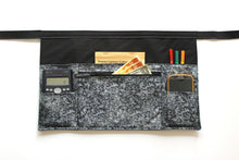 Load image into Gallery viewer, Silver gray half apron with pockets for teacher vendor server waitress