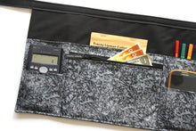 Load image into Gallery viewer, Silver gray half apron with pockets for teacher vendor server waitress