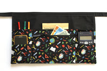 Load image into Gallery viewer, Teacher apron with pockets - zipper pocket half apron for classroom