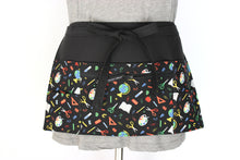 Load image into Gallery viewer, Teacher apron with pockets - zipper pocket half apron for classroom