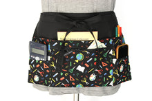 Load image into Gallery viewer, Teacher apron with pockets - zipper pocket half apron for classroom