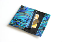 Load image into Gallery viewer, Blue gold purple marble design fabric slim minimalist wallet